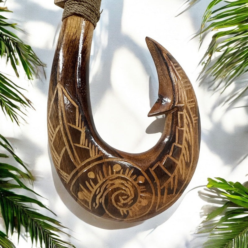 Hawaiian Fish Hook w/ Engravings | Hawaiian Home 12"