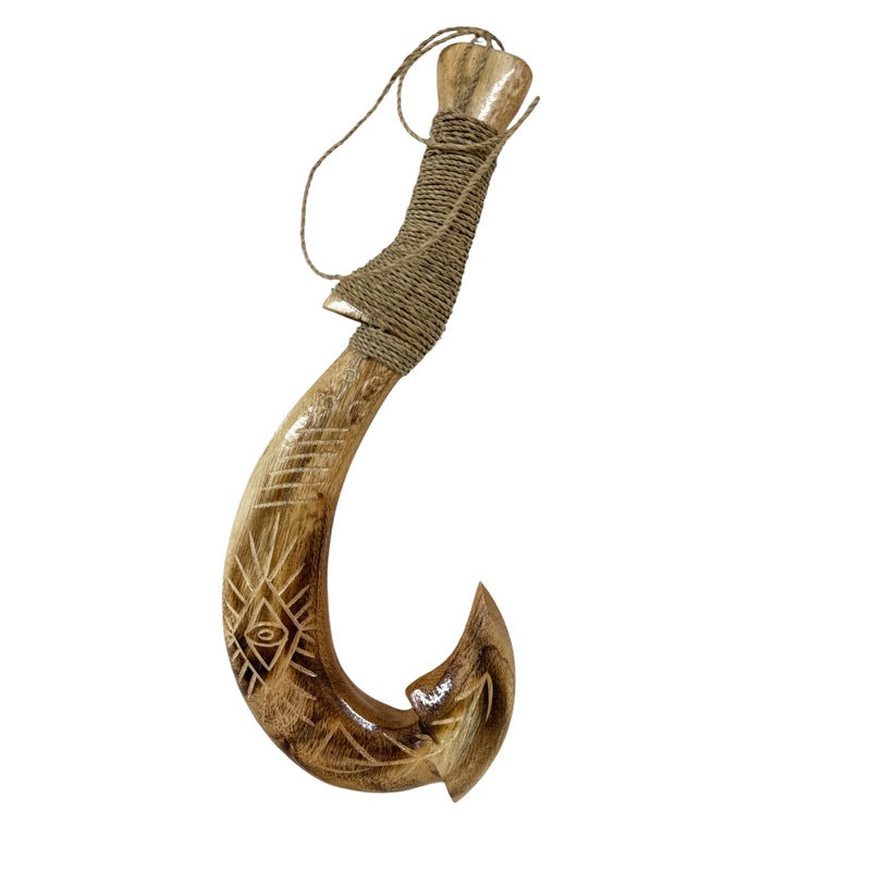 Hawaiian Fish Hook w/ Engravings | Hawaiian Home 12"