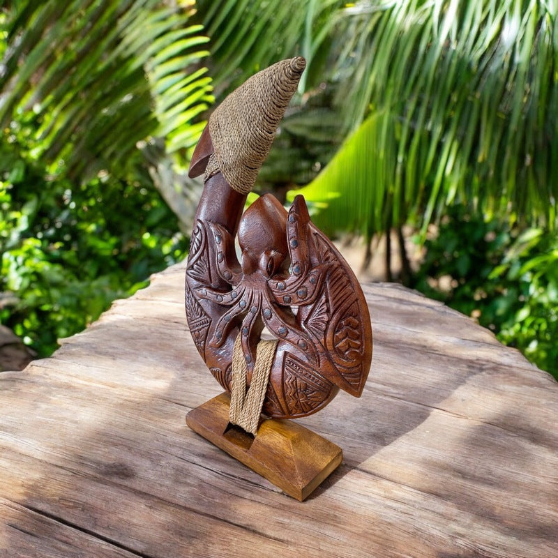 Hawaiian Fish Hook w/ Octopus on Stand