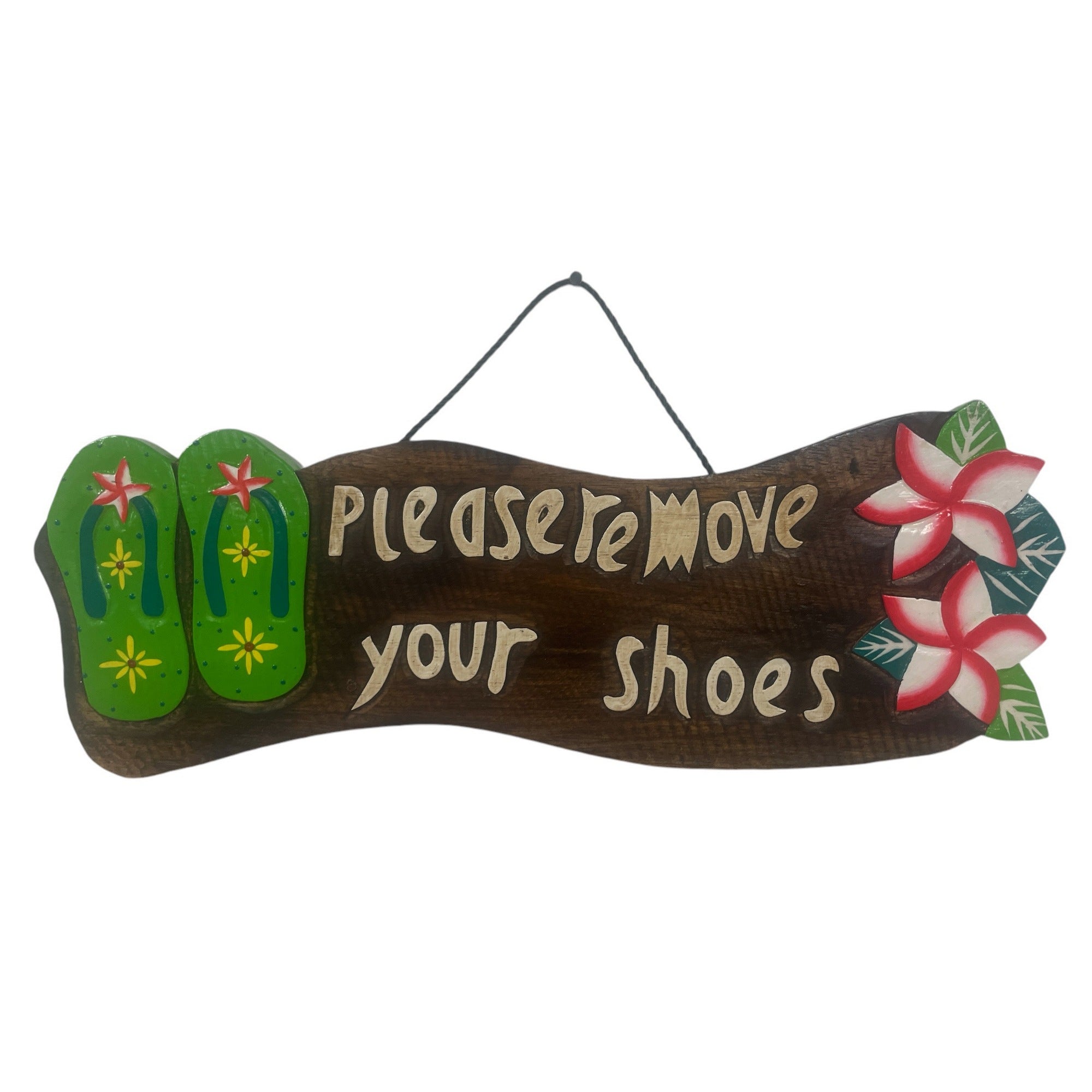 Please Remove Shoes w/ Plumeria Flowers & Slippers