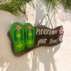 Please Remove Shoes w/ Plumeria Flowers & Slippers