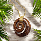 Koa Wood Swirl Necklace with Engravings