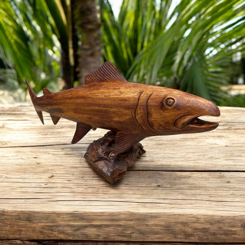 Fish Carving on Driftwood Stand 20"