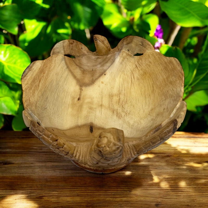 Double Honu Wooden Bowl – Handcrafted Hawaiian Art – Makana Hut
