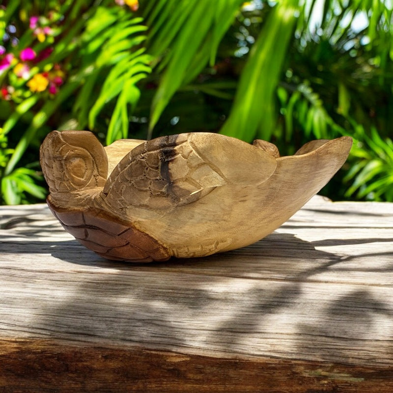 Double Honu Wooden Bowl – Handcrafted Hawaiian Art – Makana Hut