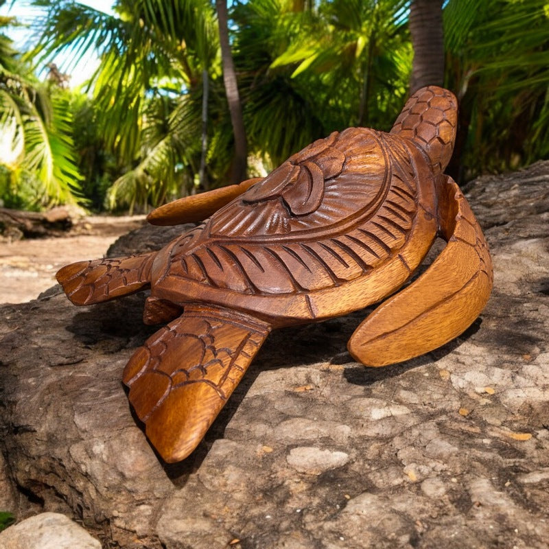 Hawaiian Sea Turtle with Hibiscus Flower | Ocean Life 12"