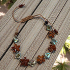 Koa Wood Plumeria & Paua Shell Adjustable Bracelet