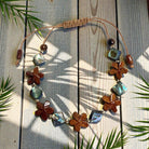 Koa Wood Plumeria & Paua Shell Adjustable Bracelet