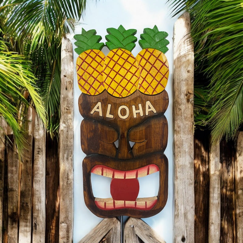 Aloha Sign with Tiki and Pineapples 16"