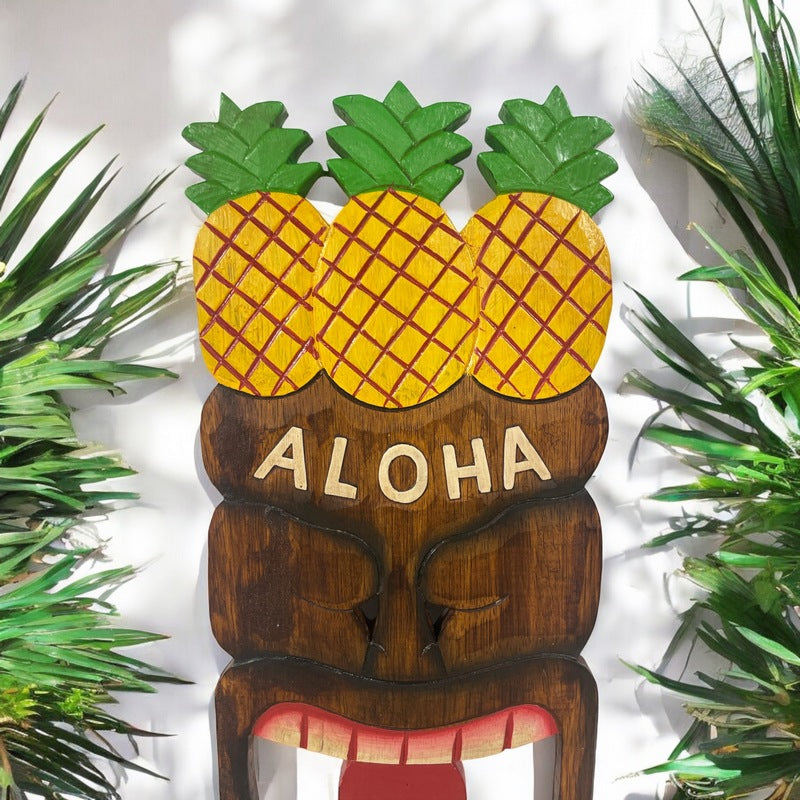 Aloha Sign with Tiki and Pineapples 16"