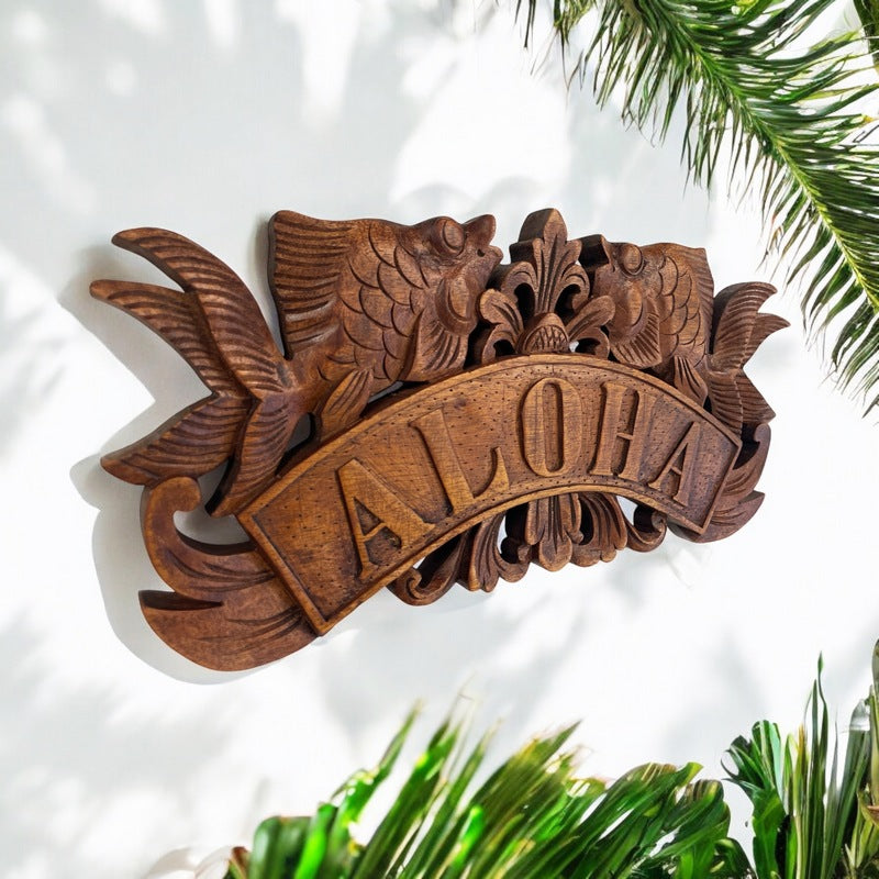 Aloha Sign with Fishes | Tropical Décor