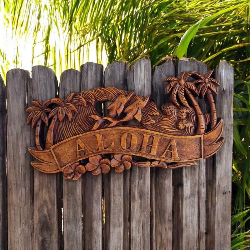 Aloha Sign with Dolphins | Tropical Décor