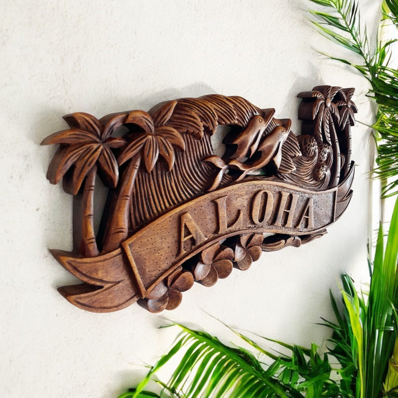 Aloha Sign with Dolphins | Tropical Décor