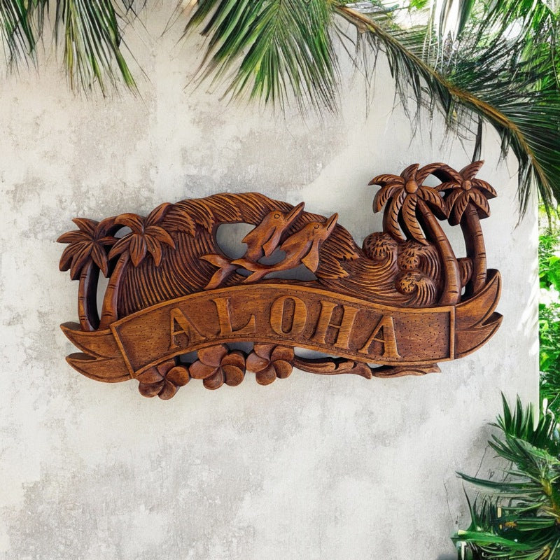 Aloha Sign with Dolphins | Tropical Décor