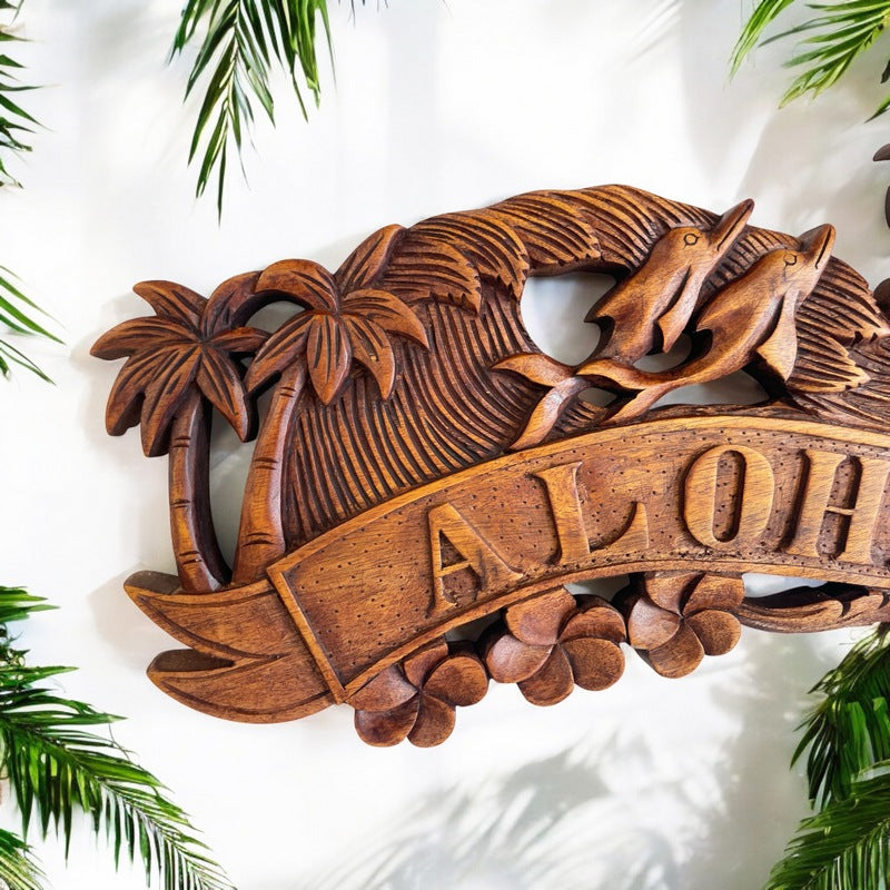 Aloha Sign with Dolphins | Tropical Décor