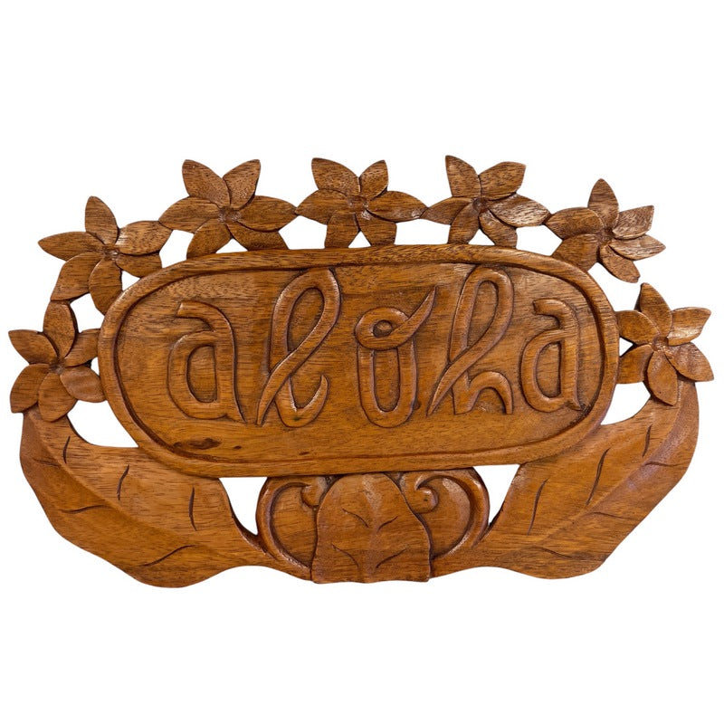 Aloha Sign with Plumeria Flowers | Hawaiian Home – Makana Hut