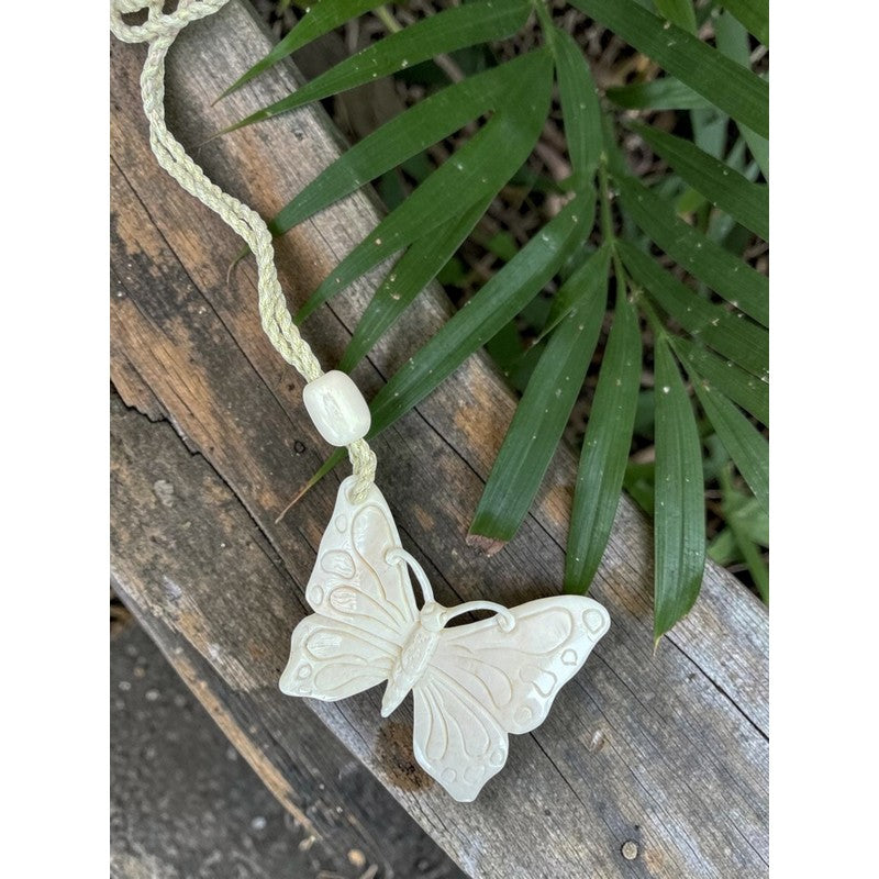 Hand-Carved Bone Butterfly Necklace