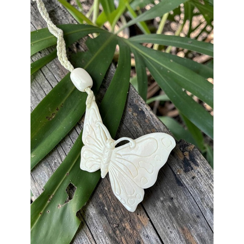 Hand-Carved Bone Butterfly Necklace