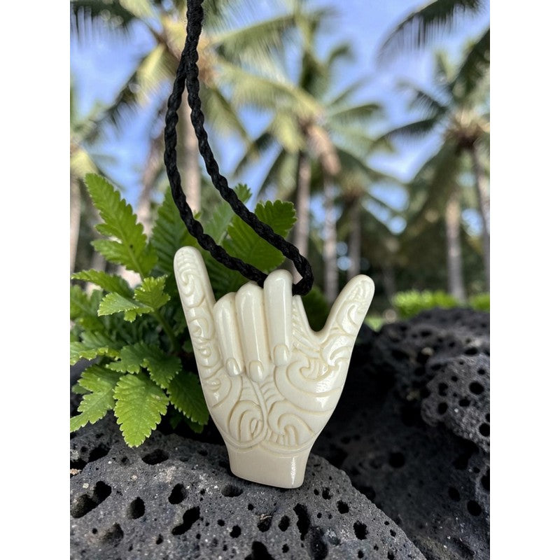SHAKA Bone Necklace with Polynesian Design