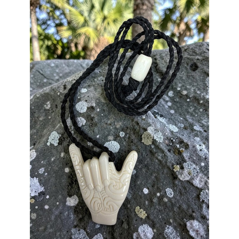 SHAKA Bone Necklace with Polynesian Design