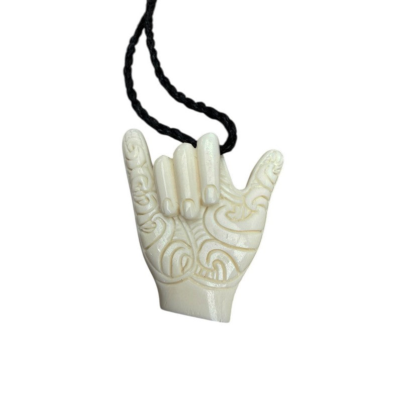 SHAKA Bone Necklace with Polynesian Design