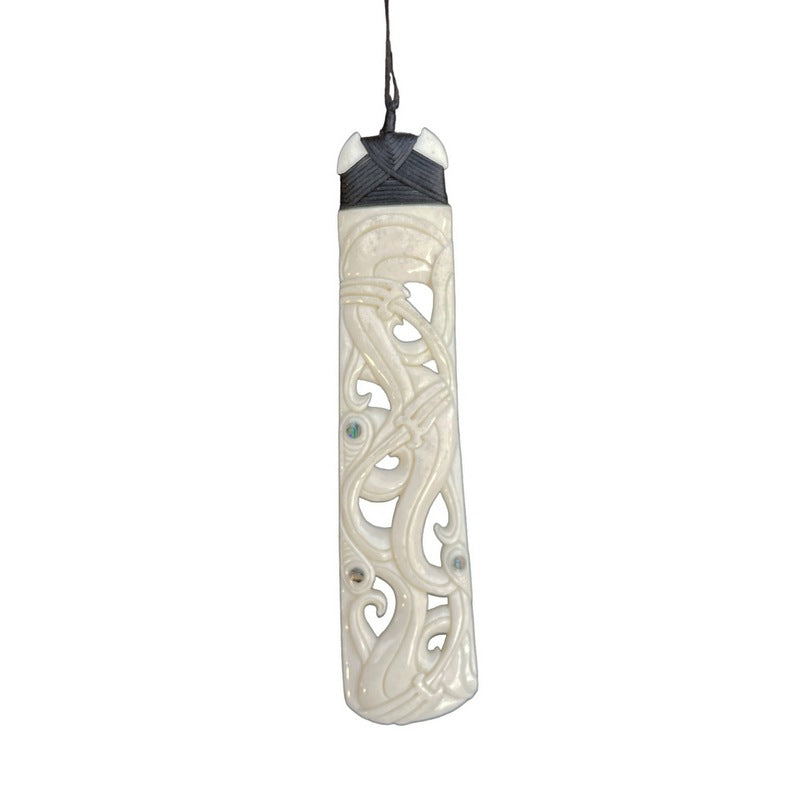 Bone Toki with Engravings and Paua Shell – Makana Hut