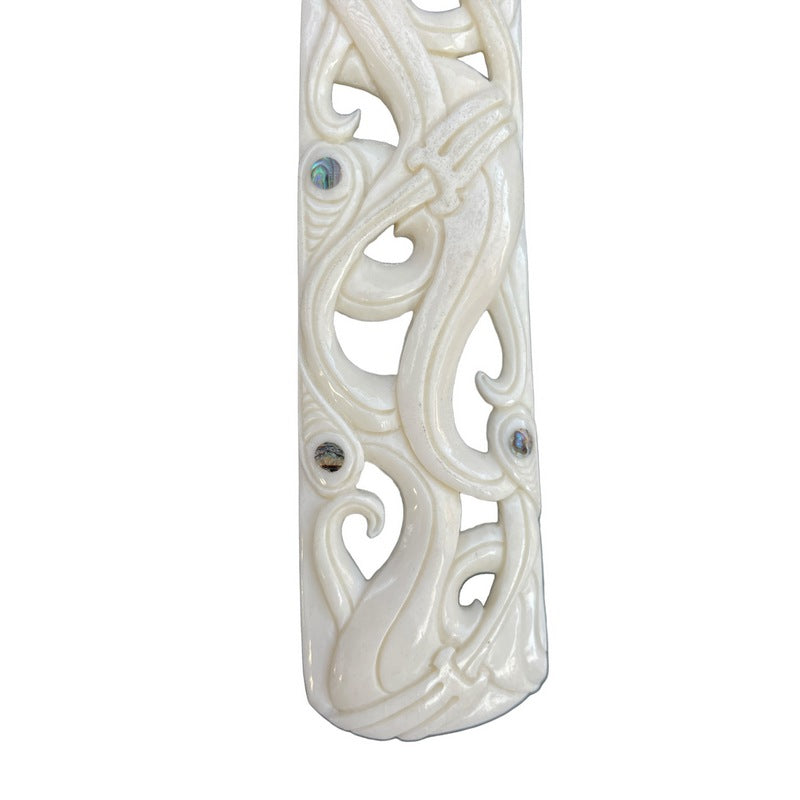 Bone Toki with Engravings and Paua Shell – Makana Hut