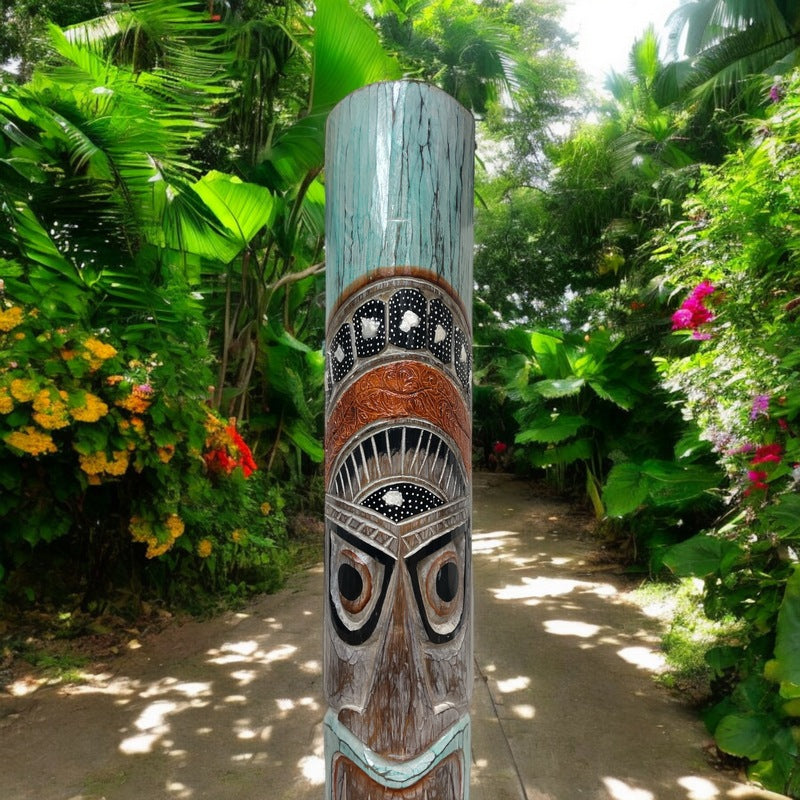 Ku Warrior Tiki outlet Hawaiian Statue Polynesian Wall Sculpture Mask Tropical Bar 40