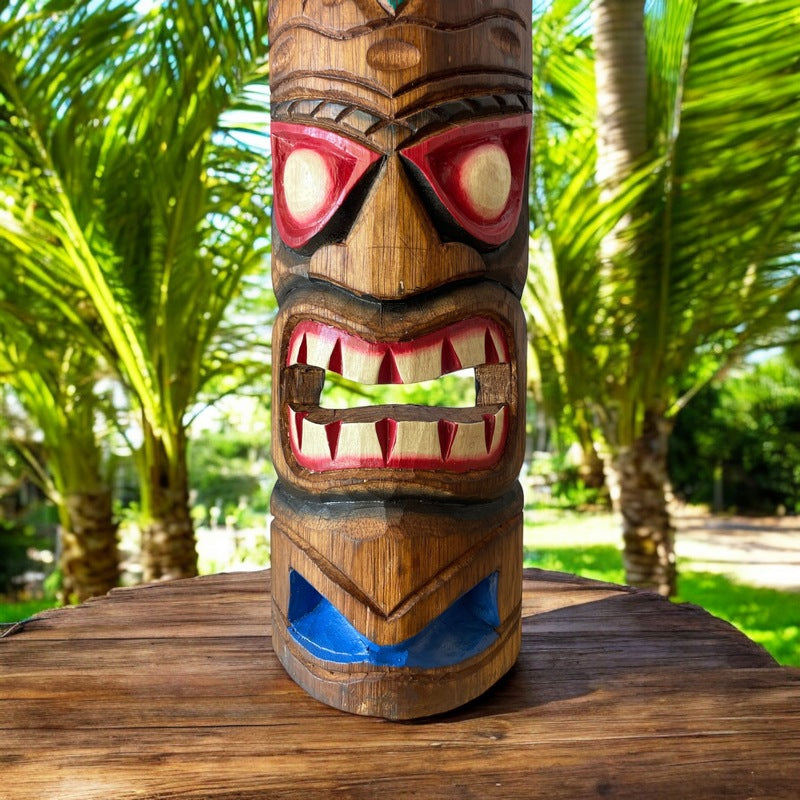 Tiki Mask with Hibiscus Flower | Hawaiian Mask 20"