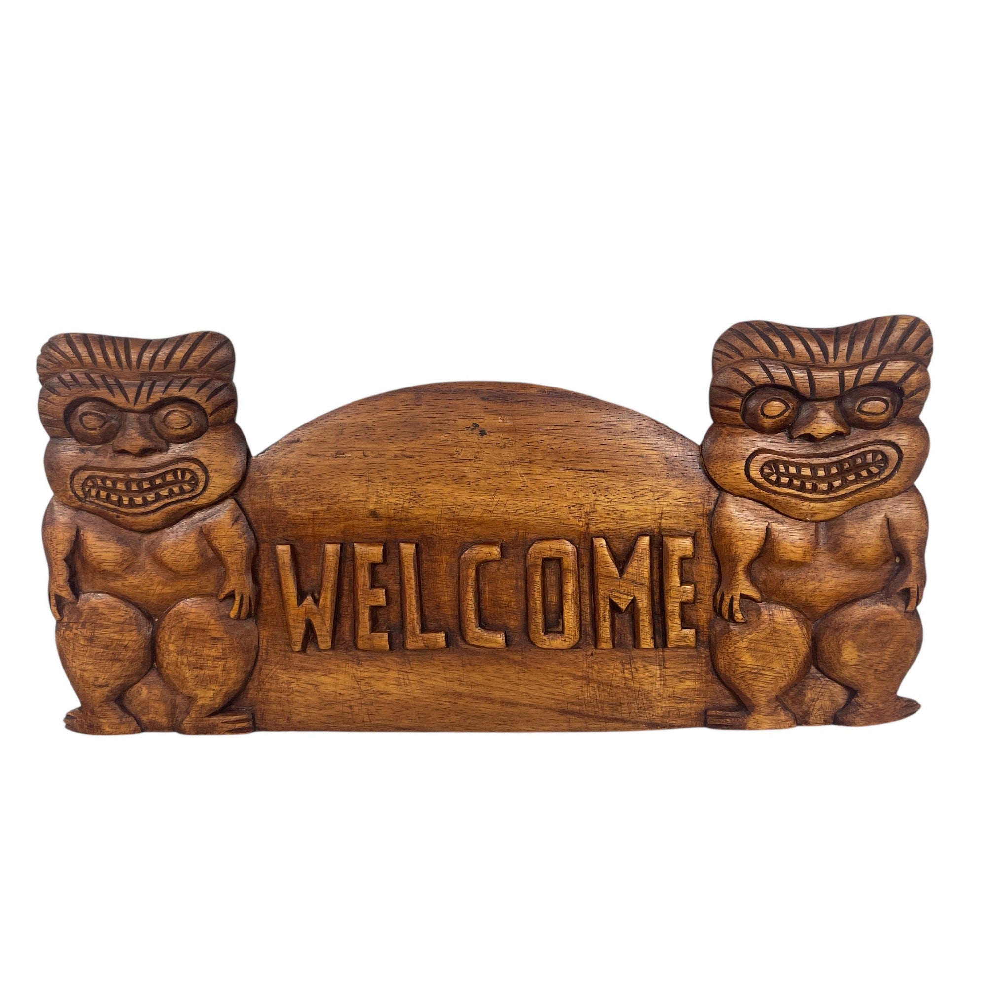 Welcome Sign w/ Two Tikis 15"