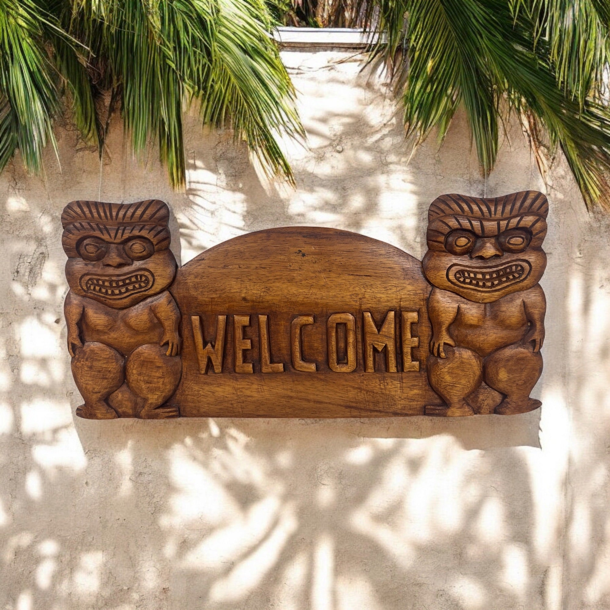 Tiki Welcome Sign - Hand-Carved Hawaiian Décor – Makana Hut
