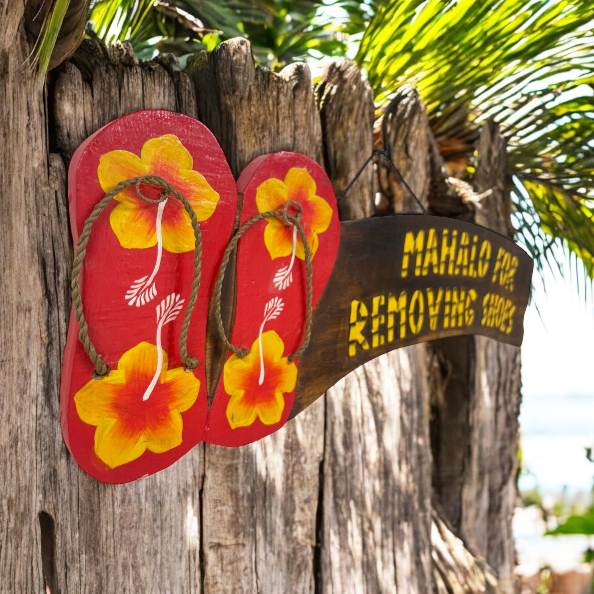 Mahalo For Removing Shoes w/ Red Slippers