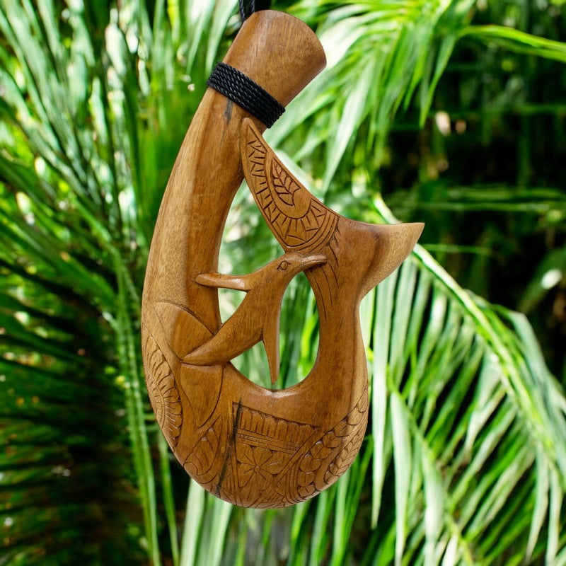 Dolphin Fish Hook w/ Engravings | Natural Plaque 15