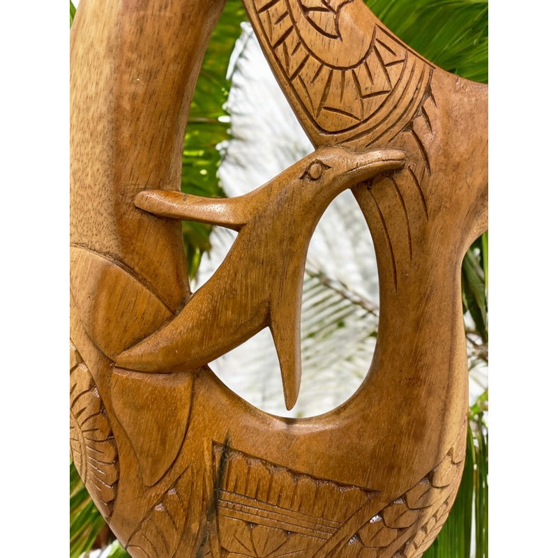 Dolphin Fish Hook w/ Engravings | Natural Plaque 15"