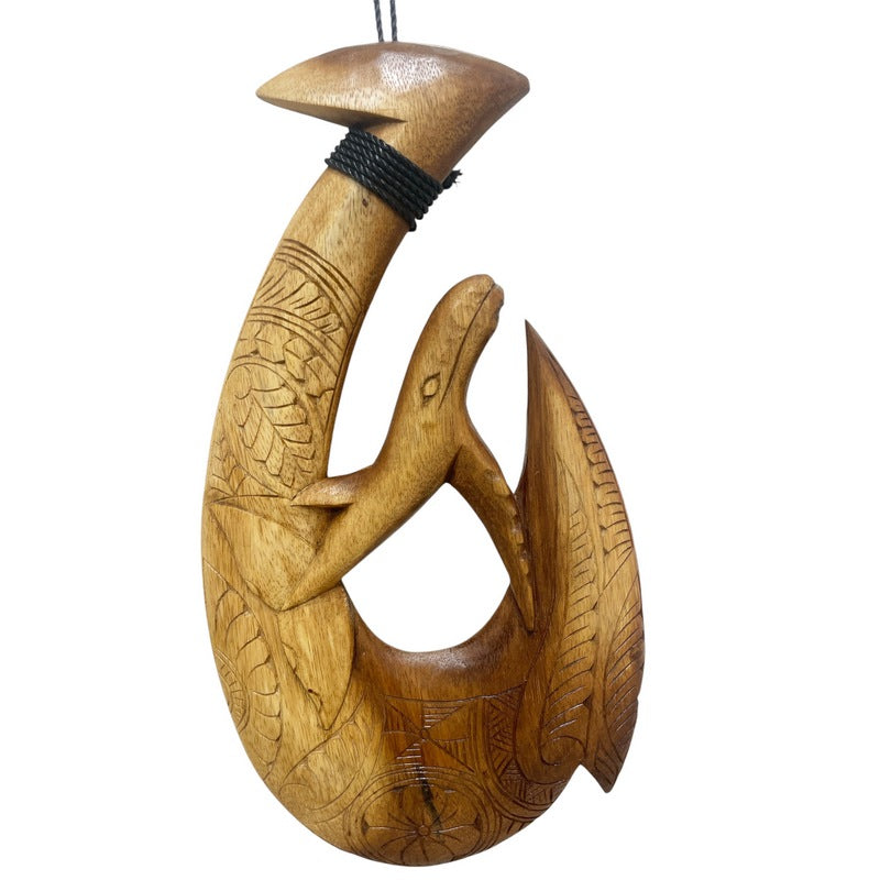 Whale Fish Hook w/ Engravings | Natural Plaque 15" Whale Fish Hook w/ Engravings | Natural Plaque 15"