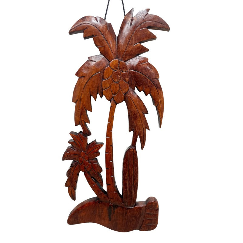 Palm Tree with Surfboard | Stained Wall Plaque