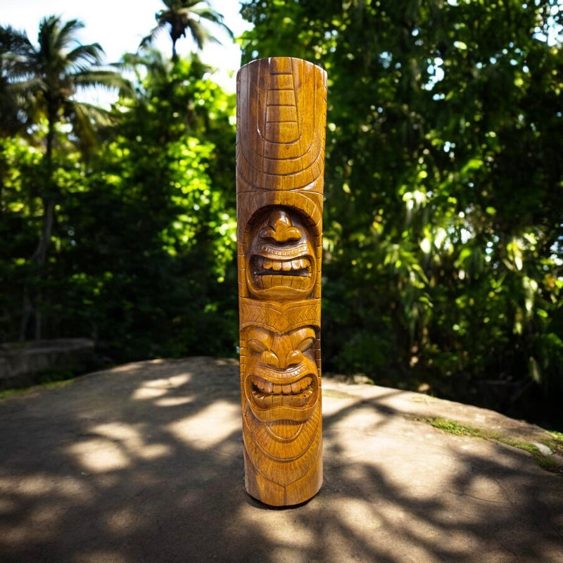 Love and Ocean Tiki Totem | Hawaiian Décor 40" (Stained)