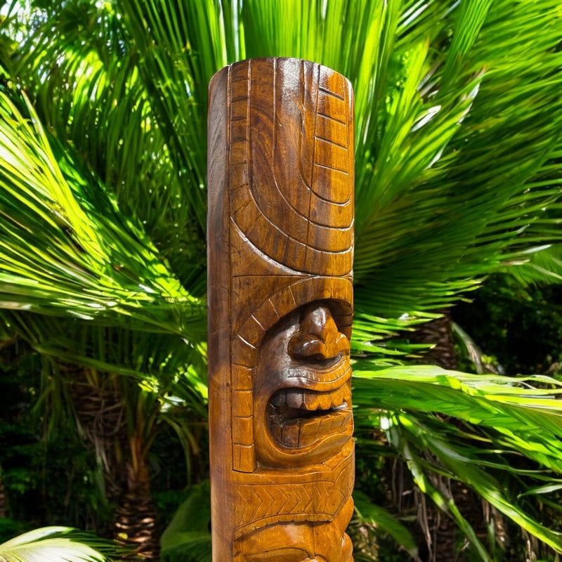 Love and Ocean Tiki Totem | Hawaiian Décor 40" (Stained)