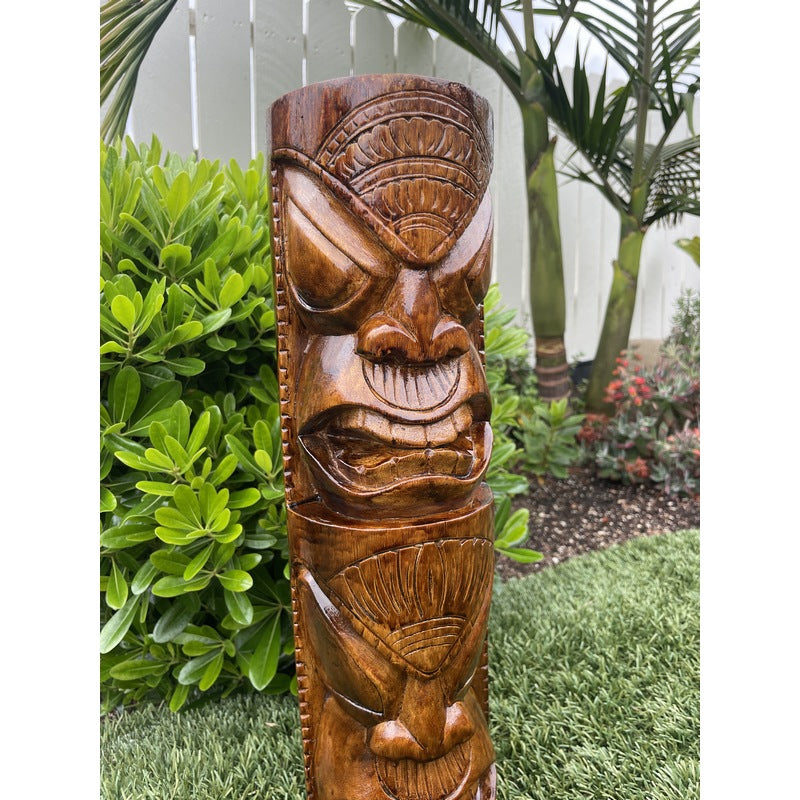 Life and Peace Tiki Totem | Hawaiian Décor 20" (Stained)