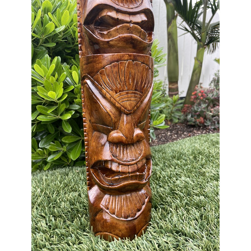 Life and Peace Tiki Totem | Hawaiian Décor 20" (Stained)