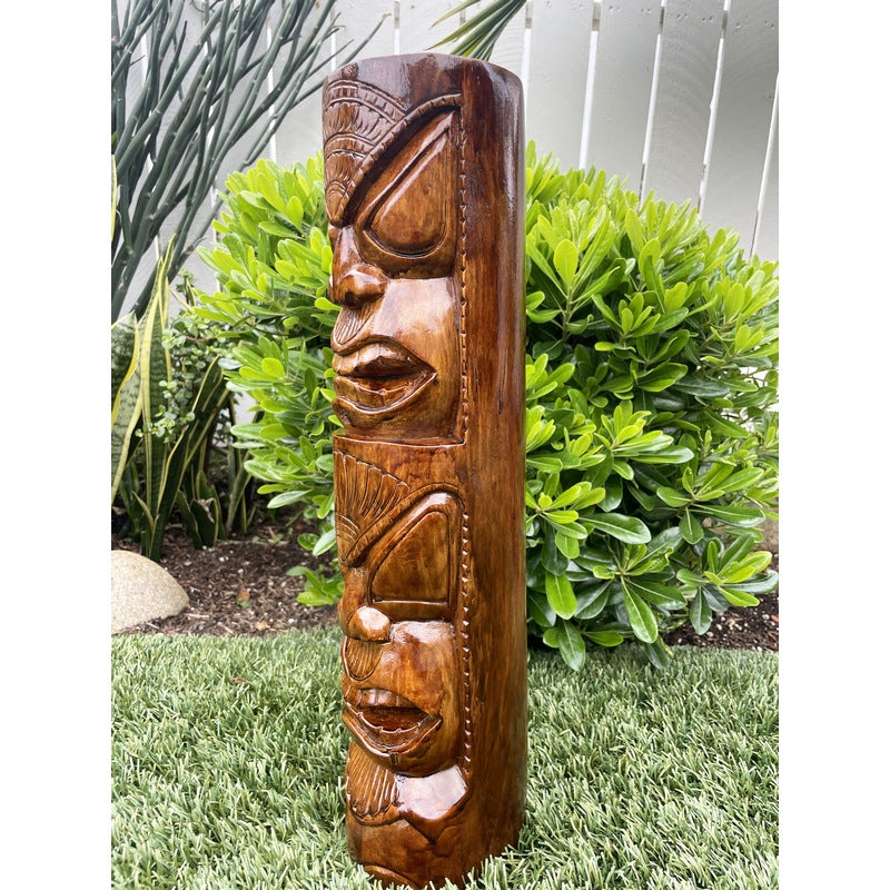 Life and Peace Tiki Totem | Hawaiian Décor 20" (Stained)