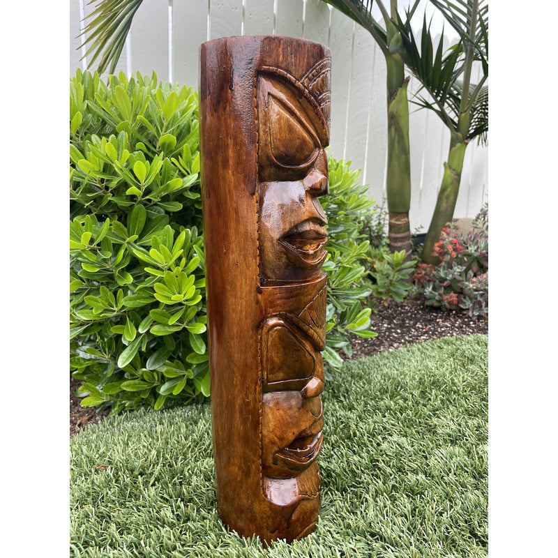 Life and Peace Tiki Totem | Hawaiian Décor 20" (Stained)