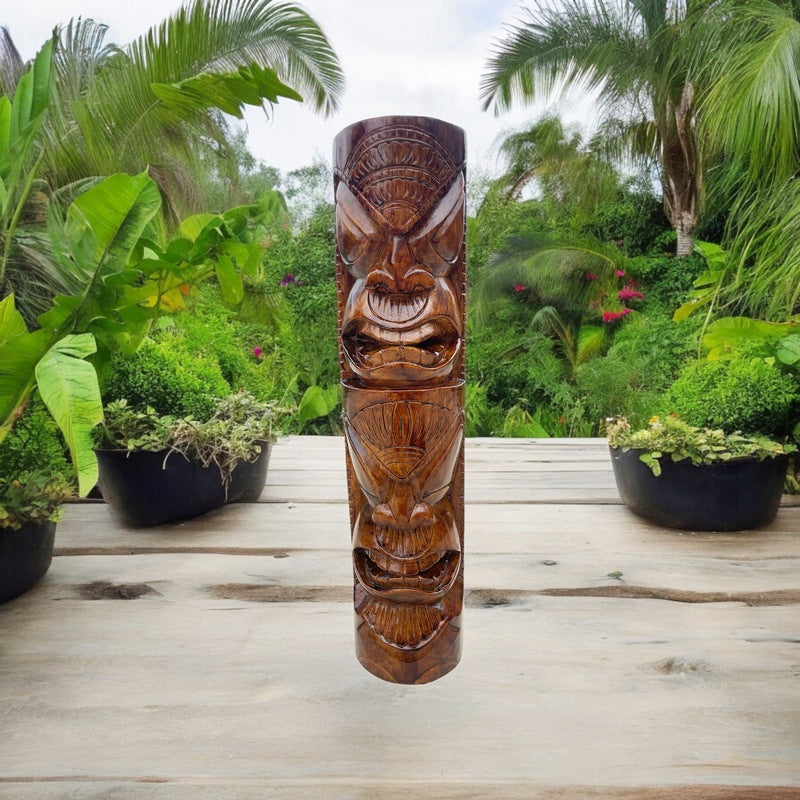 Life and Peace Tiki Totem | Hawaiian Décor 20" (Stained)