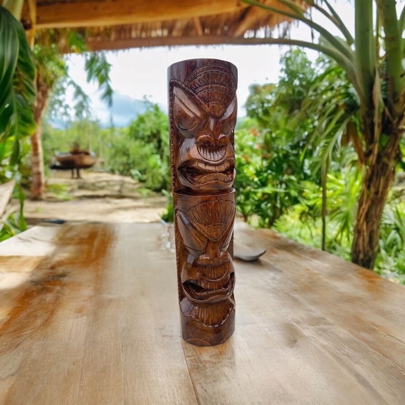 Life and Peace Tiki Totem | Hawaiian Décor 20" (Stained)