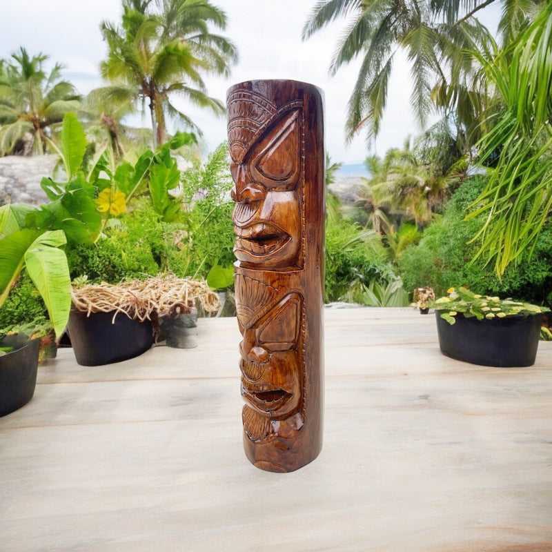 Life and Peace Tiki Totem | Hawaiian Décor 20" (Stained)