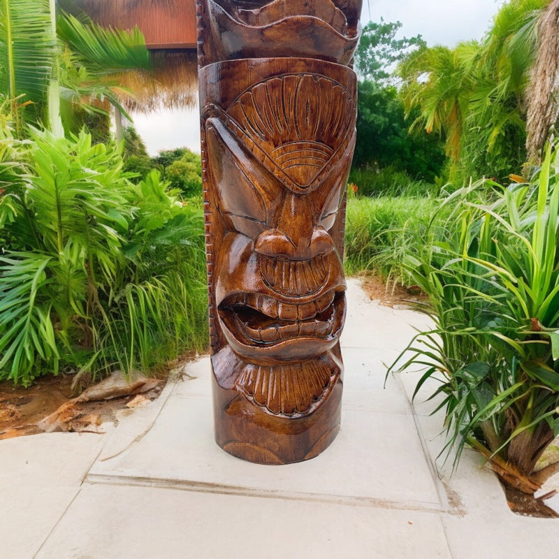 Life and Peace Tiki Totem | Hawaiian Décor 20" (Stained)