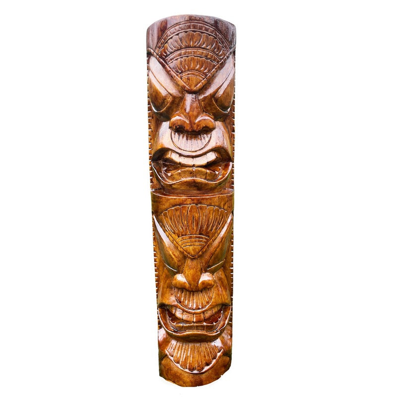 Life and Peace Tiki Totem | Hawaiian Décor 20" (Stained)