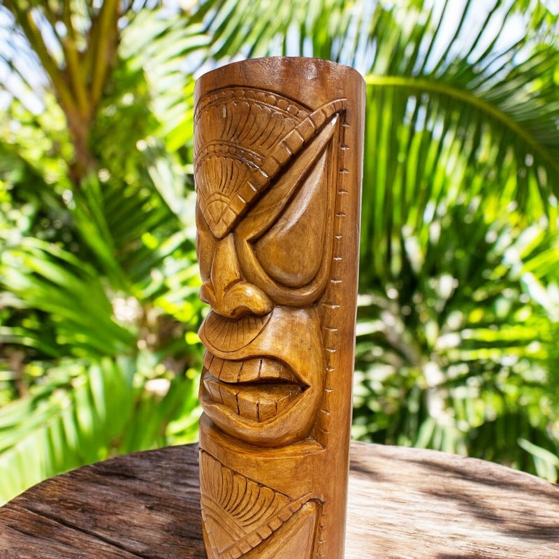 Life and Peace Tiki Totem | Hawaiian Décor 32" Butternut Stain