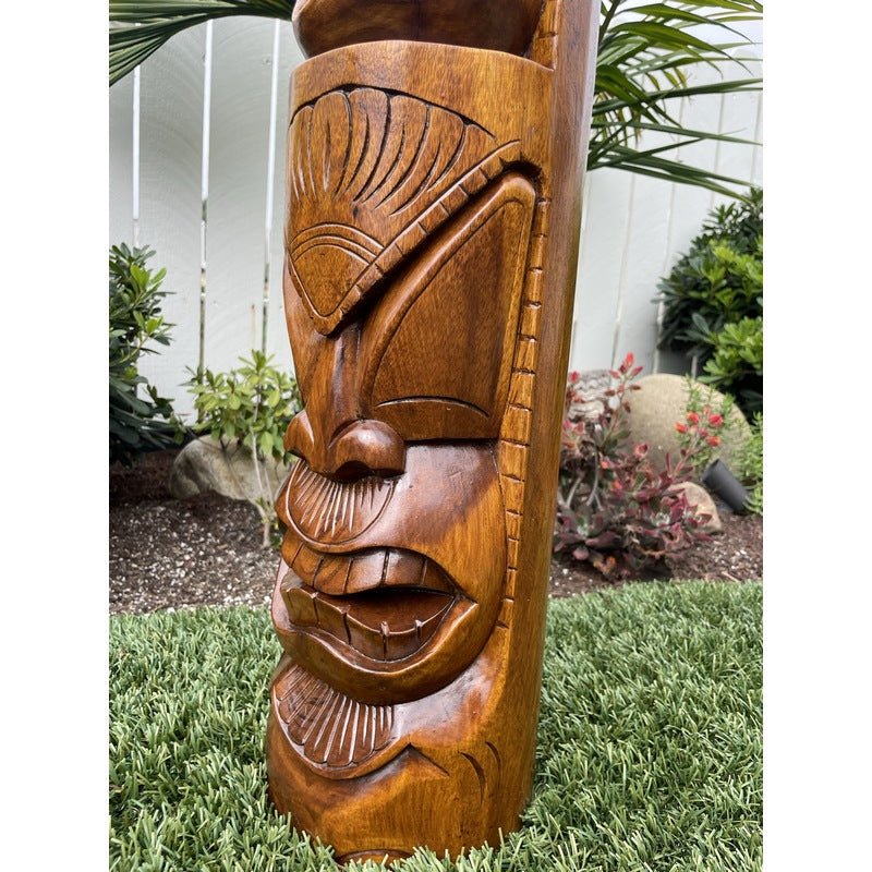 Life and Peace Tiki Totem | Hawaiian Décor 32" (Stained)