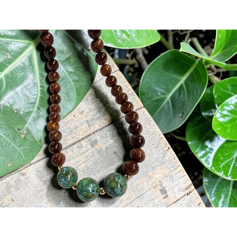 Koa and Mosaic Turquoise | Necklace 10mm – Makana Hut
